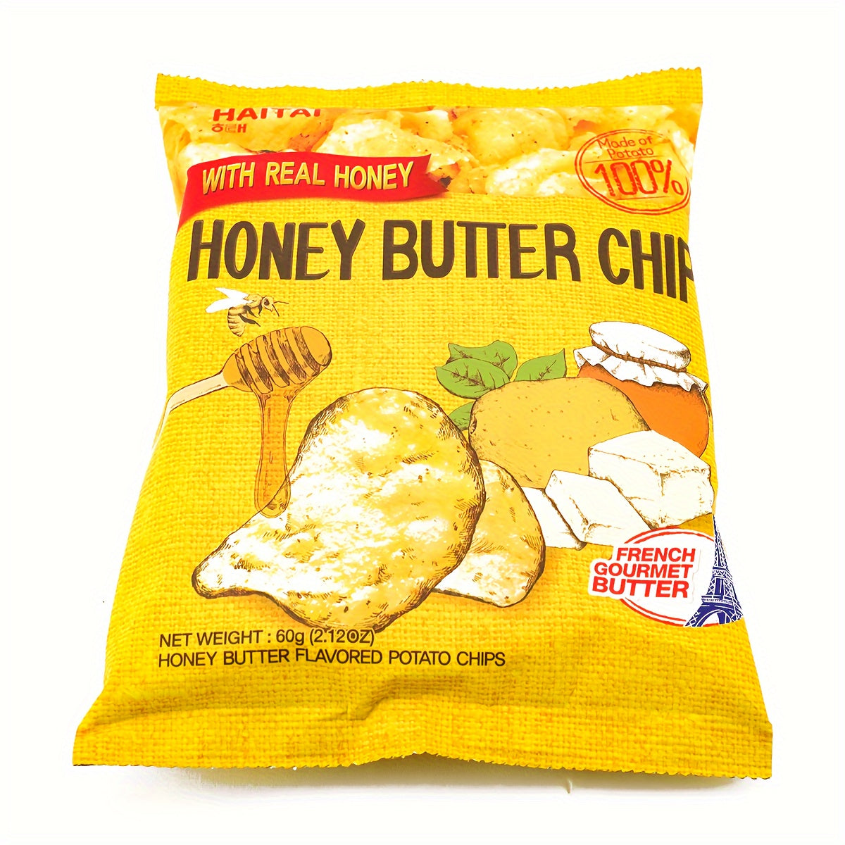 HAITAI, 2.11oz*6packs, Korean Honey Butter Potato Chips, Tasty Crispy Casual Office Snack