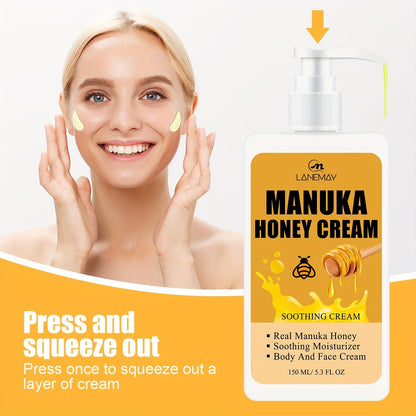 150ml Manuka Honey Nourishing Moisturizing Cream - Intense Hydration for Dry Skin, All-Day Softness - Unisex Daily Skin Care Lotion