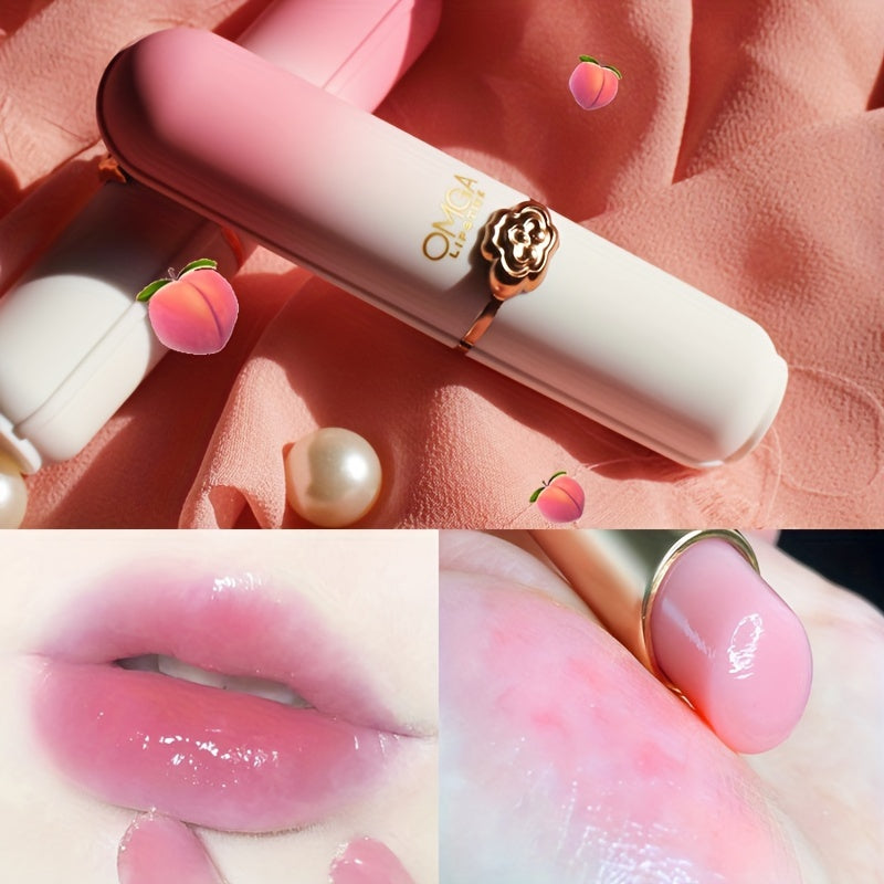 Nutritious Aloe Vera Honey Peach Strawberry Fruity Flavor Lipstick, Long Lasting Lip Balm For Moisturizing And Color Changing Lip Gloss Valentine's Day Gifts Contain Plant Squalane, Perfect Christmas Gift For Women.
