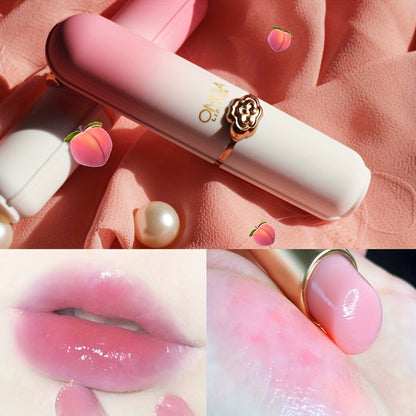 Nutritious Aloe Vera Honey Peach Strawberry Fruity Flavor Lipstick, Long Lasting Lip Balm For Moisturizing And Color Changing Lip Gloss Valentine's Day Gifts Contain Plant Squalane, Perfect Christmas Gift For Women.