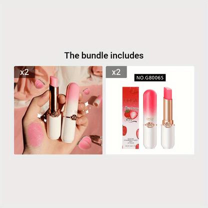 Nutritious Aloe Vera Honey Peach Strawberry Fruity Flavor Lipstick, Long Lasting Lip Balm For Moisturizing And Color Changing Lip Gloss Valentine's Day Gifts Contain Plant Squalane, Perfect Christmas Gift For Women.