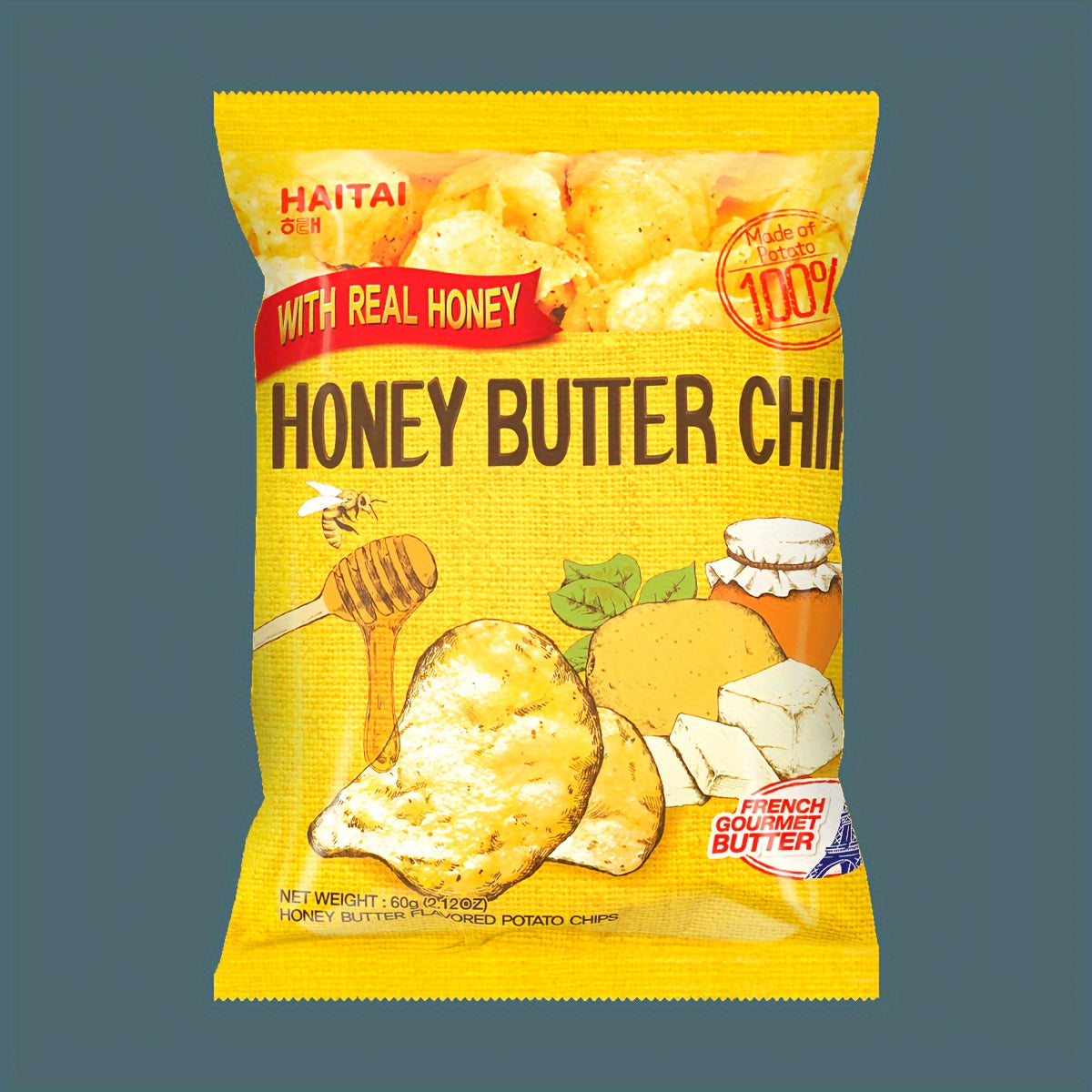 HAITAI, 2.11oz*6packs, Korean Honey Butter Potato Chips, Tasty Crispy Casual Office Snack