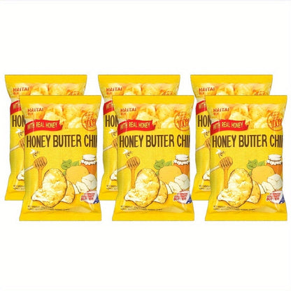 HAITAI, 2.11oz*6packs, Korean Honey Butter Potato Chips, Tasty Crispy Casual Office Snack