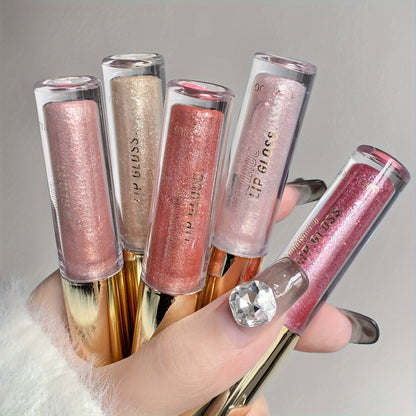 Small Ice Hydrating Plumping Sparkling Lip Honey Lip Glaze Moisturizing Nourishing Water Light Mirror Dewy Lip Golden Fine Flash Pearlescent Galaxy Lip Gloss Tinted Lip Balm Valentine's Day Gifts