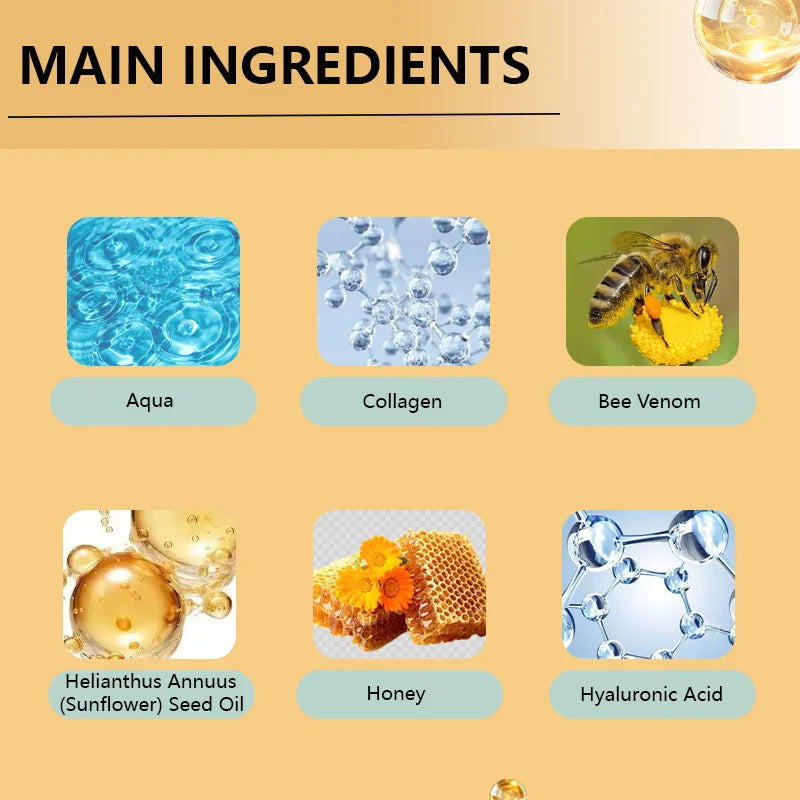 Bee Venom Muscle Massage Cream Contains Natural Ingredients Such as Beekeeping, Aloe Vera, Moisturizing, Caring for Skin, Locking Moisture, Making Soft and Delicate Skin, Moisturizing and Smoothing, Suitable for All Skin Type