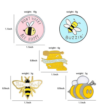 Bee Set Homophonic Be Kind Save Bee Enamel Pins Brooches Bag Clothes Lapel Pin Pink Blue Round Badge Honey Bee Jewelry Gifts