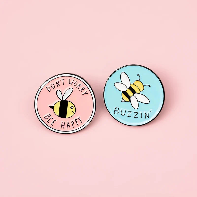 Bee Set Homophonic Be Kind Save Bee Enamel Pins Brooches Bag Clothes Lapel Pin Pink Blue Round Badge Honey Bee Jewelry Gifts