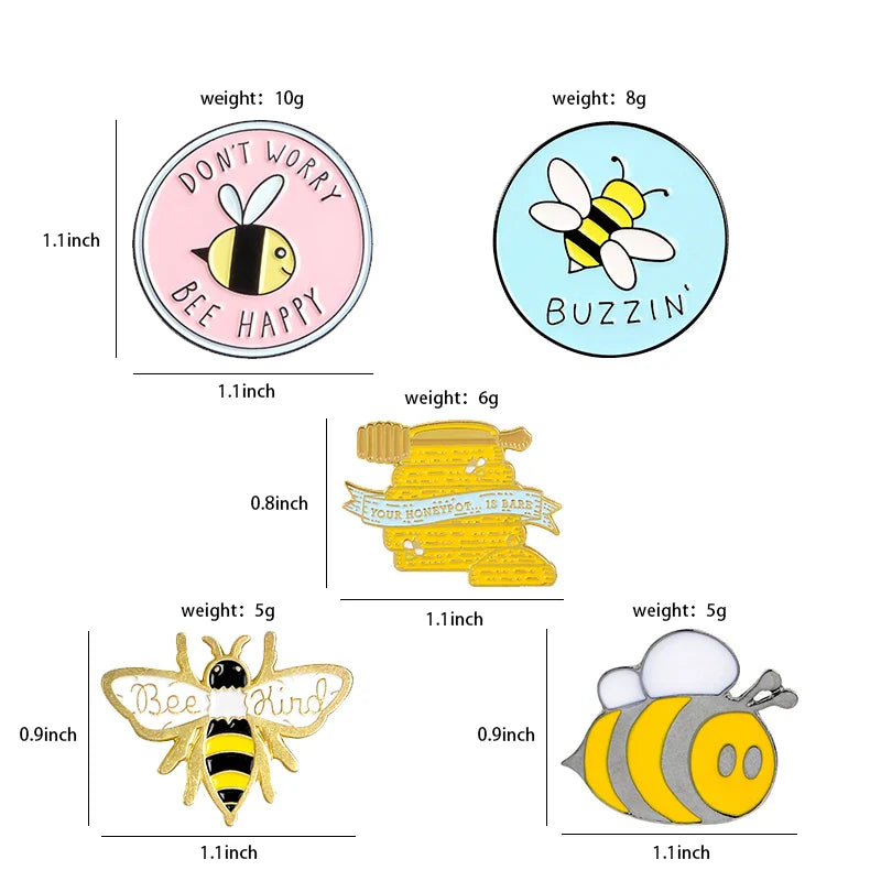 Bee Set Homophonic Be Kind Save Bee Enamel Pins Brooches Bag Clothes Lapel Pin Pink Blue Round Badge Honey Bee Jewelry Gifts
