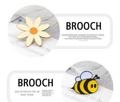 Cute Bee Flower Enamel Pin Funny Chrysanthemum Petal Brooch Women Jeans Coat Lapel Pin Badge Jewelry Gift for Friend New Arrival
