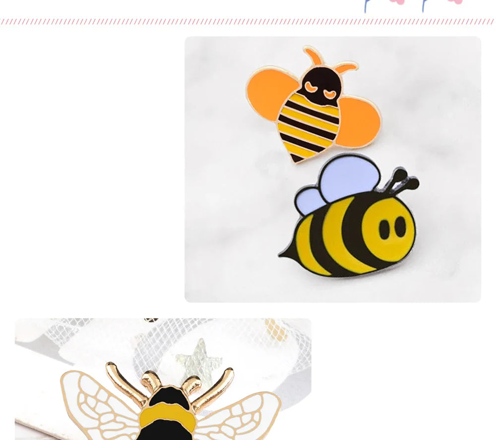 Funny Bee Insect Series Brooch Cartoon Women Men Exquisite Enamel Pins Backpack Jeans Lapel Badges Jewelry Gift For Kids Friends