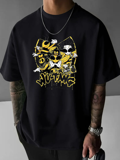 Summer New Cartoon Bee Print Tshirts For Men Casual Round Neck Short Sleeve Tees Fashion Gift Street Trend Tshirts Men Clothing