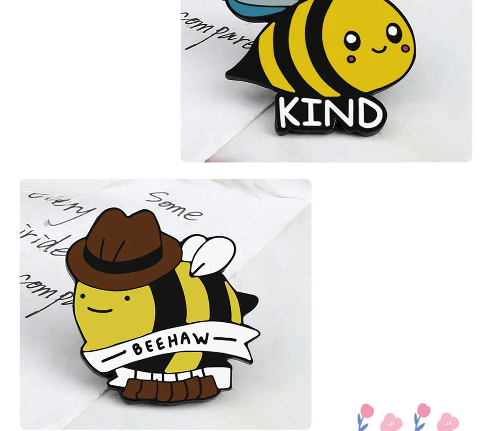 Funny Bee Insect Series Brooch Cartoon Women Men Exquisite Enamel Pins Backpack Jeans Lapel Badges Jewelry Gift For Kids Friends