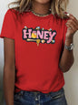 Women's Soft T-Shirt with Funny Honey Graphic Print Casual Crew Neck Short Sleeve Comfortable for Attire Daily Tops Clothing