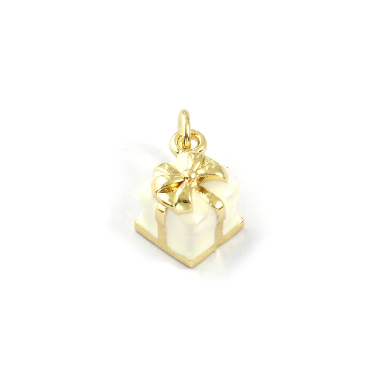 2PCs Cute Brass Cartoon Bee Jewelry Charms 18K Real Gold Plated Enamel 3D Gift Box Pendant Necklace Bracelet DIY Findings