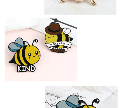 Funny Bee Insect Series Brooch Cartoon Women Men Exquisite Enamel Pins Backpack Jeans Lapel Badges Jewelry Gift For Kids Friends