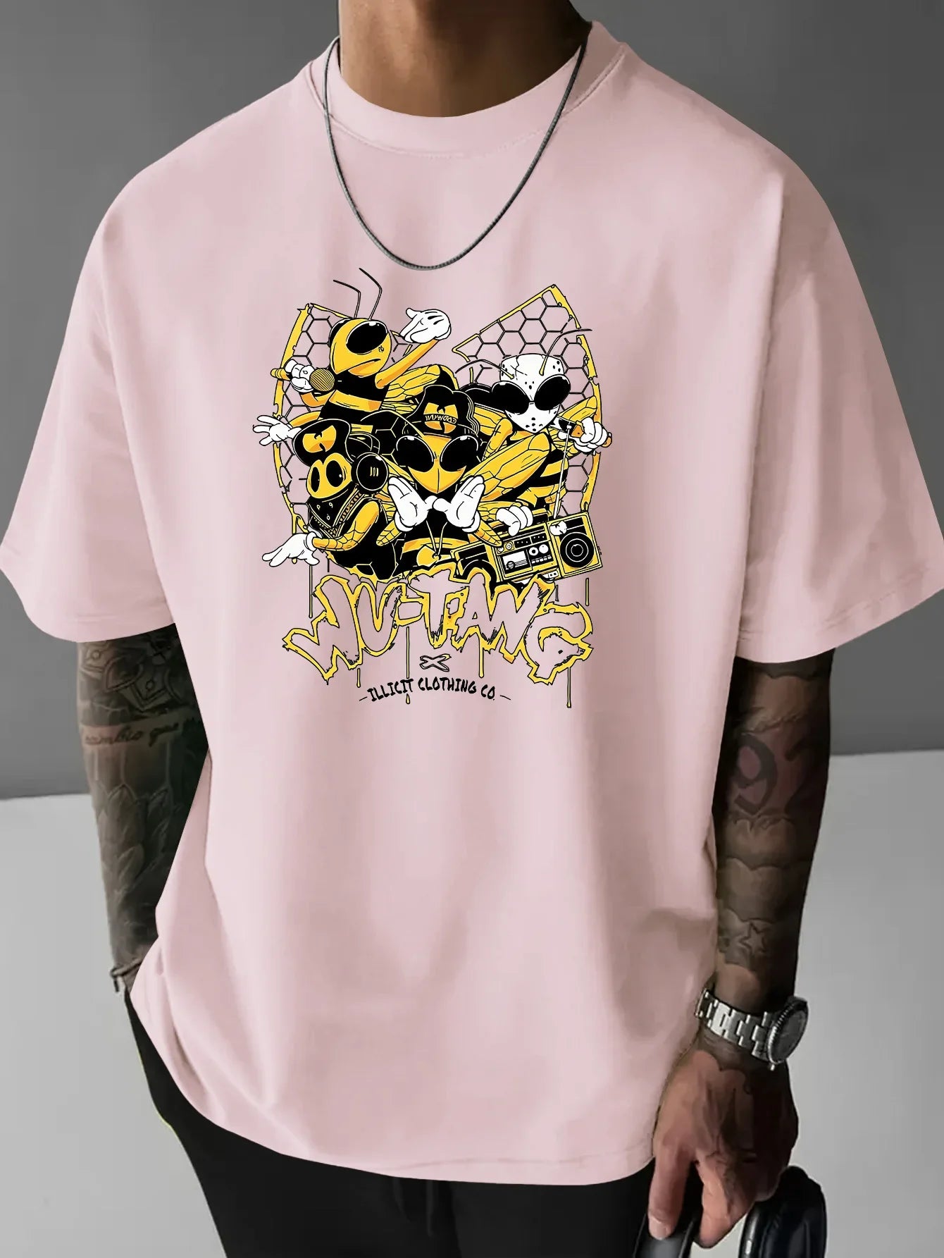 Summer New Cartoon Bee Print Tshirts For Men Casual Round Neck Short Sleeve Tees Fashion Gift Street Trend Tshirts Men Clothing