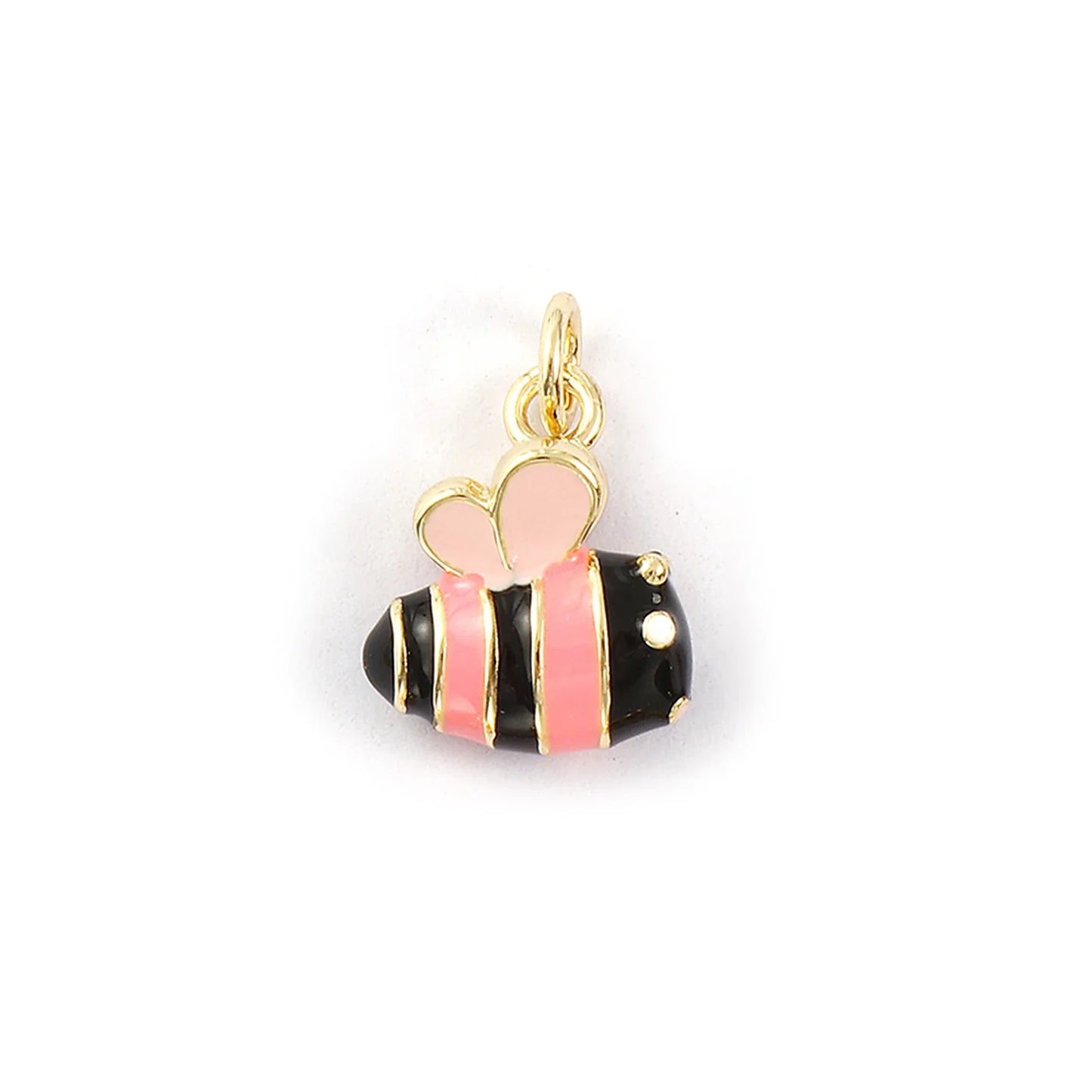 2PCs Cute Brass Cartoon Bee Jewelry Charms 18K Real Gold Plated Enamel 3D Gift Box Pendant Necklace Bracelet DIY Findings