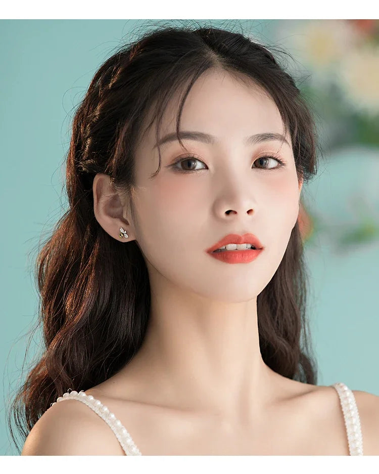 Real 925 Sterling Silver bee flower Earrings Women Simple Fashion Wedding Jewelry Accessories