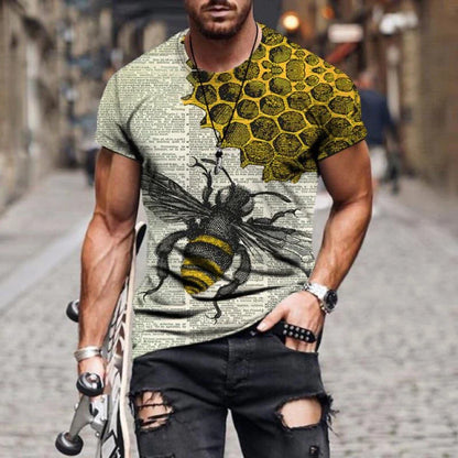 Funny Bee Graphics T Shirts Summer Fashion Short Sleeve Men Women 3D Honey Printed T-shirts Casual Oversized Harajuku Tees Tops