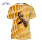 Insect Bee Graphic T Shirt for Men 3D Hive Honey Honeycomb Printing Tee Shirts Kawaii Cute Kids y2k Tops Womens Clothing T-shirt