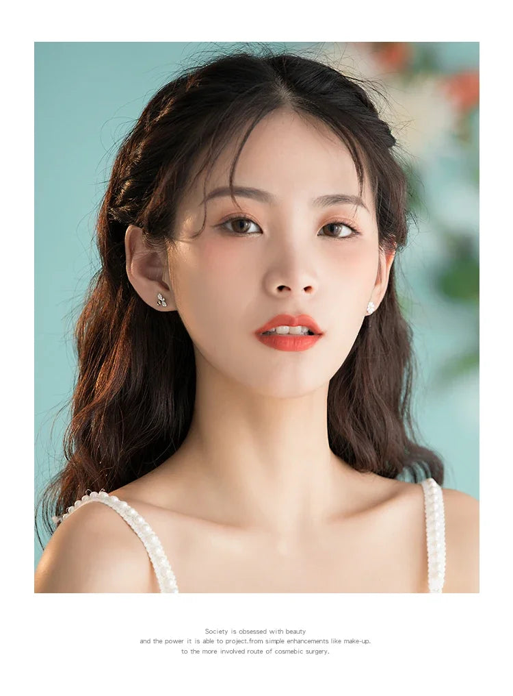 Real 925 Sterling Silver bee flower Earrings Women Simple Fashion Wedding Jewelry Accessories