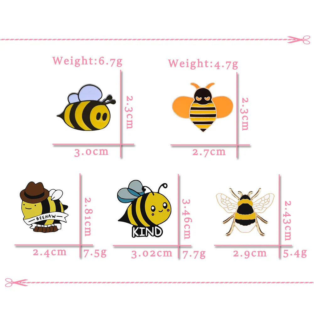 Funny Bee Insect Series Brooch Cartoon Women Men Exquisite Enamel Pins Backpack Jeans Lapel Badges Jewelry Gift For Kids Friends