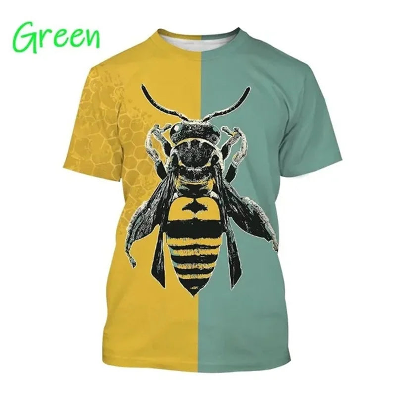 Insect Bee Graphic T Shirt for Men 3D Hive Honey Honeycomb Printing Tee Shirts Kawaii Cute Kids y2k Tops Womens Clothing T-shirt
