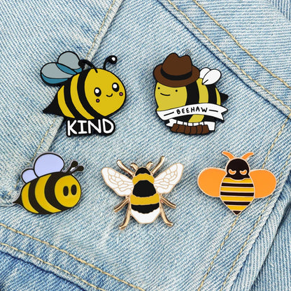 Funny Bee Insect Series Brooch Cartoon Women Men Exquisite Enamel Pins Backpack Jeans Lapel Badges Jewelry Gift For Kids Friends