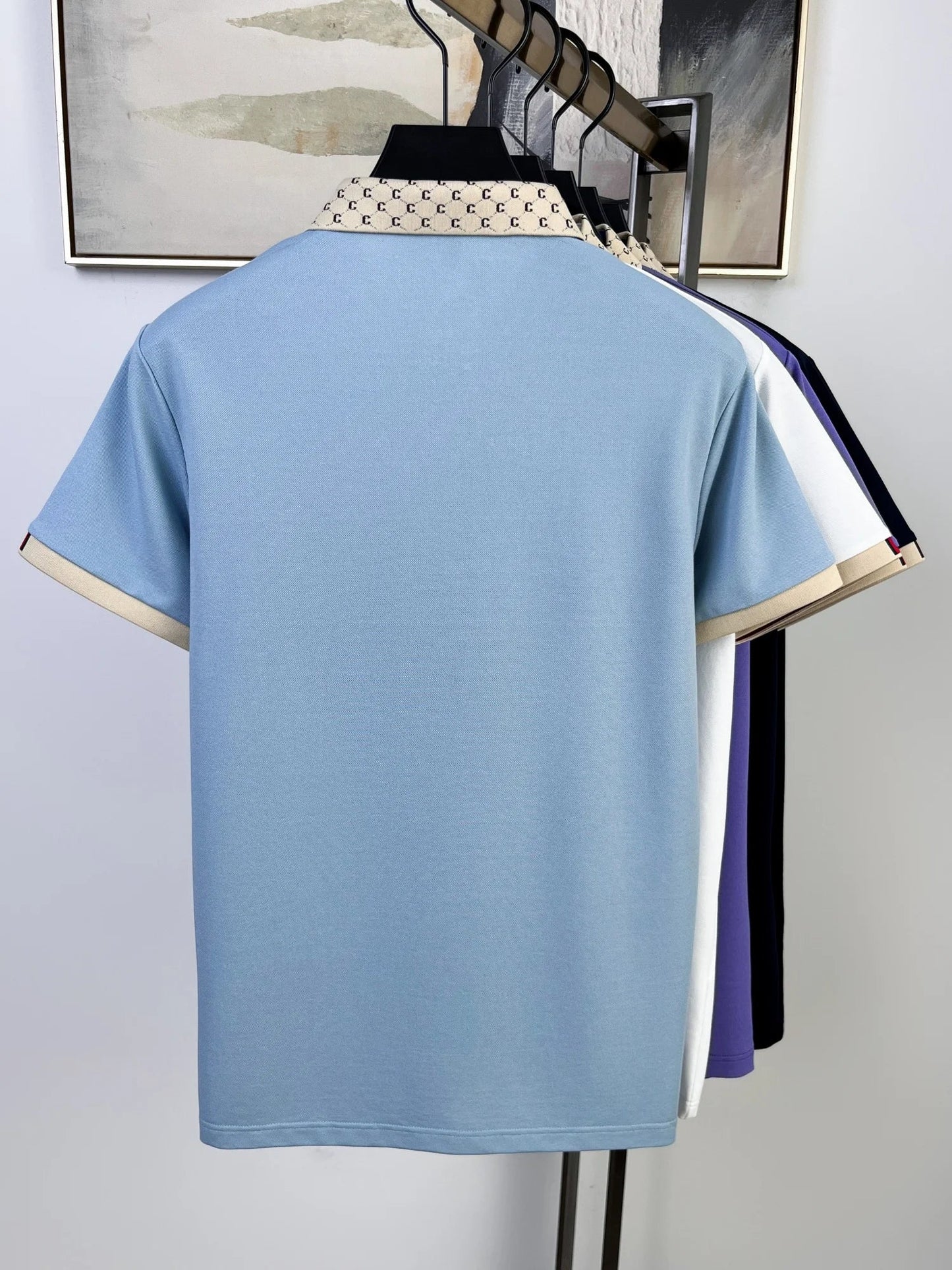 High quality honey bee embroidered short sleeve men polo shirt summer new T-shirt brand letter jacquard lapel casual trendy top