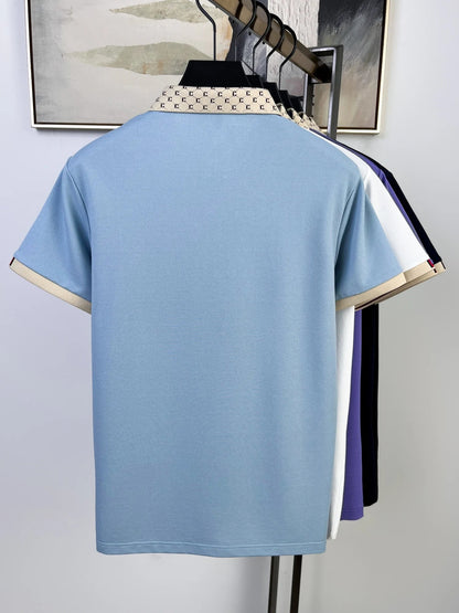 High quality honey bee embroidered short sleeve men polo shirt summer new T-shirt brand letter jacquard lapel casual trendy top