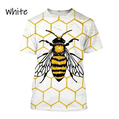 Insect Bee Graphic T Shirt for Men 3D Hive Honey Honeycomb Printing Tee Shirts Kawaii Cute Kids y2k Tops Womens Clothing T-shirt
