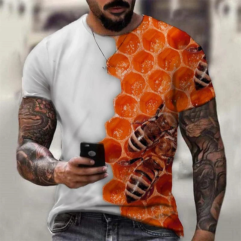 Funny Bee Graphics T Shirts Summer Fashion Short Sleeve Men Women 3D Honey Printed T-shirts Casual Oversized Harajuku Tees Tops