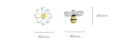 Real 925 Sterling Silver bee flower Earrings Women Simple Fashion Wedding Jewelry Accessories