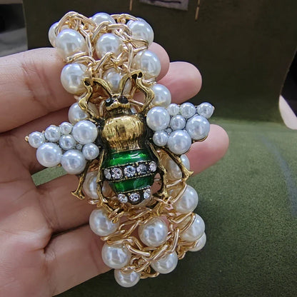 Luxury Handmade Elastic Pearl Bee  Bracelet Bangle Jewelry For Women Party Gift