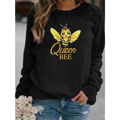 Bee Print Crew-neck Hoodie for Women Sweatshirt  Sweatshirts  Hoodies  Streetwear Women  Clothes  Harajuku