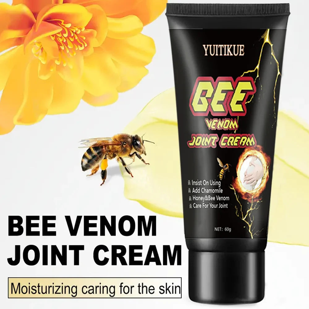 Bee Venom Joint Cream 60g - Fast Warming Relief for Knees/Elbows/Shoulders, Multi-Part Moisturizing, Non-Sticky