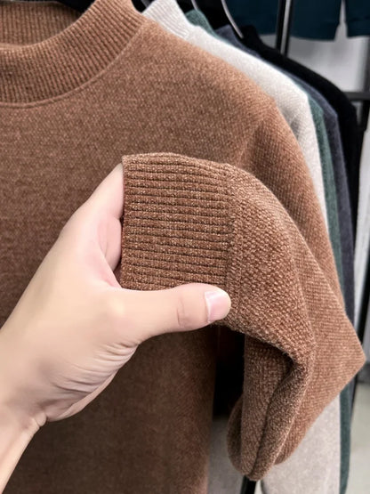 High end exquisite brand men's honey bee classic embroidered knitted comfortable sweater autumn winter new velvet warm pullover