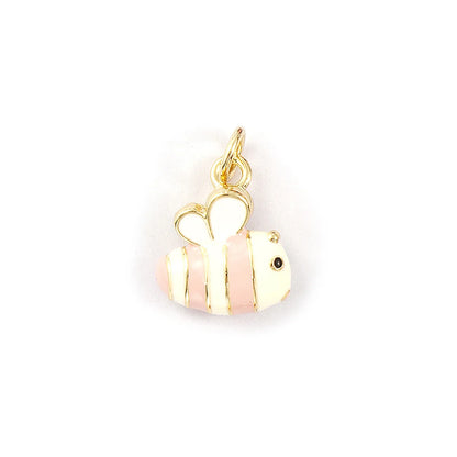 2PCs Cute Brass Cartoon Bee Jewelry Charms 18K Real Gold Plated Enamel 3D Gift Box Pendant Necklace Bracelet DIY Findings