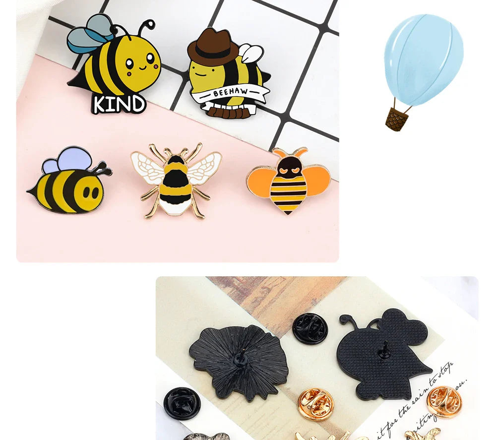 Funny Bee Insect Series Brooch Cartoon Women Men Exquisite Enamel Pins Backpack Jeans Lapel Badges Jewelry Gift For Kids Friends