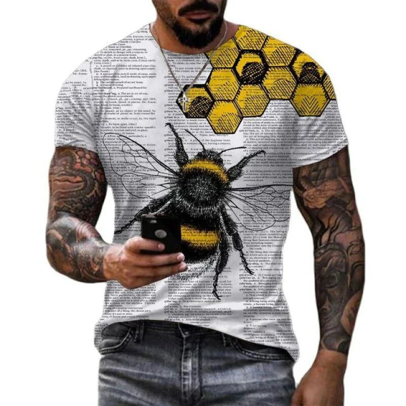 Funny Bee Graphics T Shirts Summer Fashion Short Sleeve Men Women 3D Honey Printed T-shirts Casual Oversized Harajuku Tees Tops