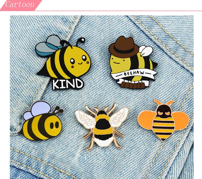 Funny Bee Insect Series Brooch Cartoon Women Men Exquisite Enamel Pins Backpack Jeans Lapel Badges Jewelry Gift For Kids Friends