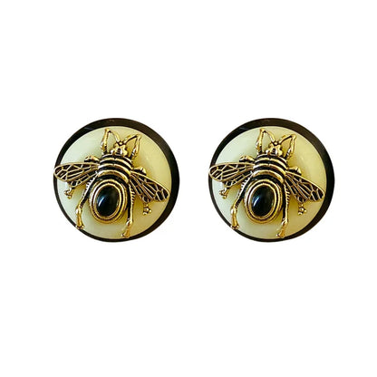 Vintage Black Bee Pearl Earnail Necklace For Women Classic Bee Badge Earrings Choker Set Animals Bee Premium Jewelry Gifts 2025