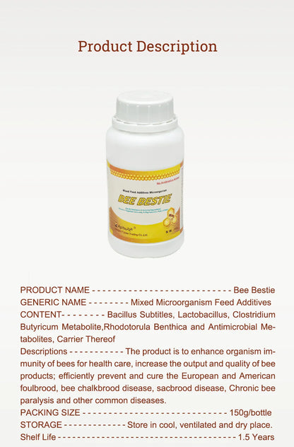 APIBUZZ BEE-BESTIE honey bee feed - Improve Immunity for Bees - Help European/American Foulbrood,Chalkbrood,Sacbrood,Beekeeping