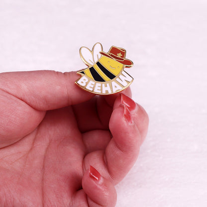 Beehaw Cowboy Bee Enamel Pin Save The Bees Brooch  Cute Insects Honeybee Badge Jewelry