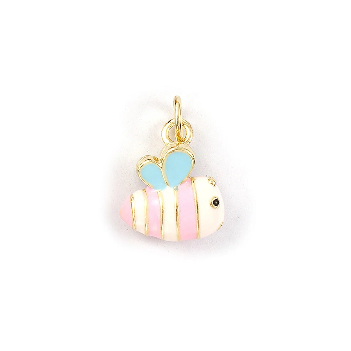 2PCs Cute Brass Cartoon Bee Jewelry Charms 18K Real Gold Plated Enamel 3D Gift Box Pendant Necklace Bracelet DIY Findings