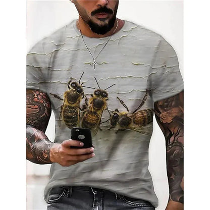 Funny Bee Graphics T Shirts Summer Fashion Short Sleeve Men Women 3D Honey Printed T-shirts Casual Oversized Harajuku Tees Tops