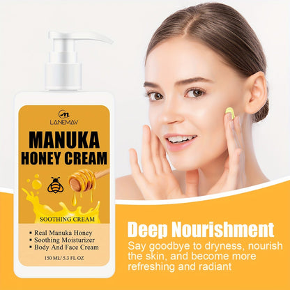 150ml Manuka Honey Nourishing Moisturizing Cream - Intense Hydration for Dry Skin, All-Day Softness - Unisex Daily Skin Care Lotion