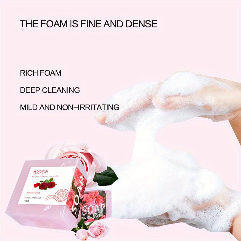 4pcs Handmade Essential Oil Soap, Bamboo Charcoal Soap Lemon Soap Honey Soap Rose Soap African Soap, Deep Cleaning, Helps Maintain Fresh Skin, Facial and Body Cleaning Soap, Skin Care, for Men and Women