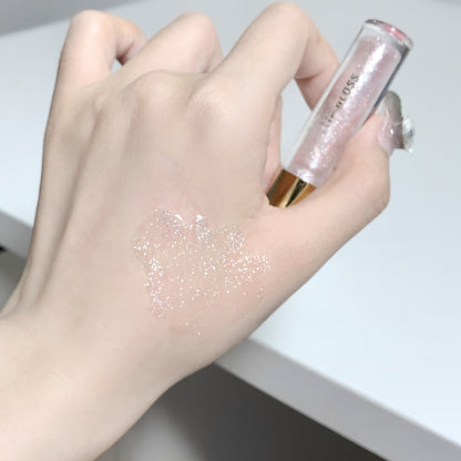 Small Ice Hydrating Plumping Sparkling Lip Honey Lip Glaze Moisturizing Nourishing Water Light Mirror Dewy Lip Golden Fine Flash Pearlescent Galaxy Lip Gloss Tinted Lip Balm Valentine's Day Gifts