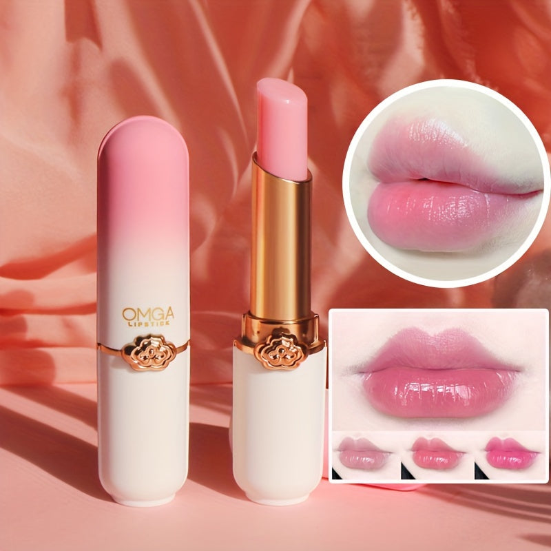 Nutritious Aloe Vera Honey Peach Strawberry Fruity Flavor Lipstick, Long Lasting Lip Balm For Moisturizing And Color Changing Lip Gloss Valentine's Day Gifts Contain Plant Squalane, Perfect Christmas Gift For Women.